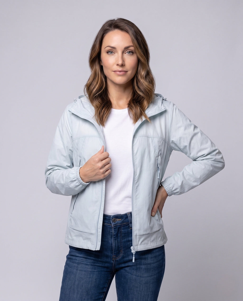 Unisex Lightweight Hooded Outdoor Jacket - Upper Body View