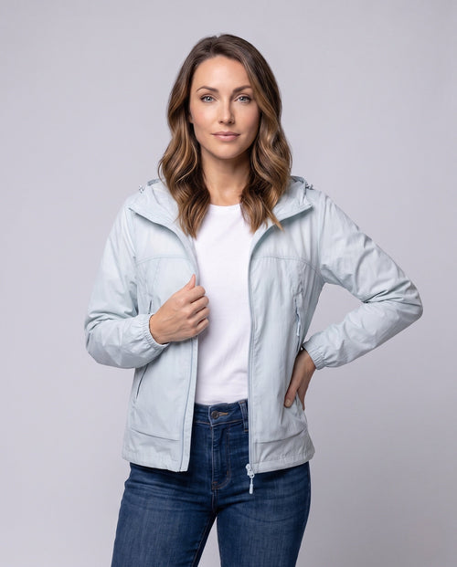 Unisex Lightweight Hooded Outdoor Jacket - Upper Body View