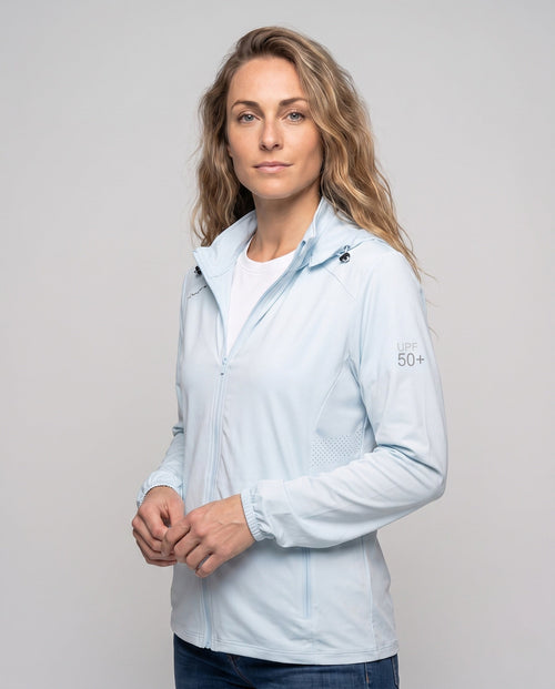 Unisex Lightweight UV Protection Hoodie Jacket with Full Zipper - Upper Body View