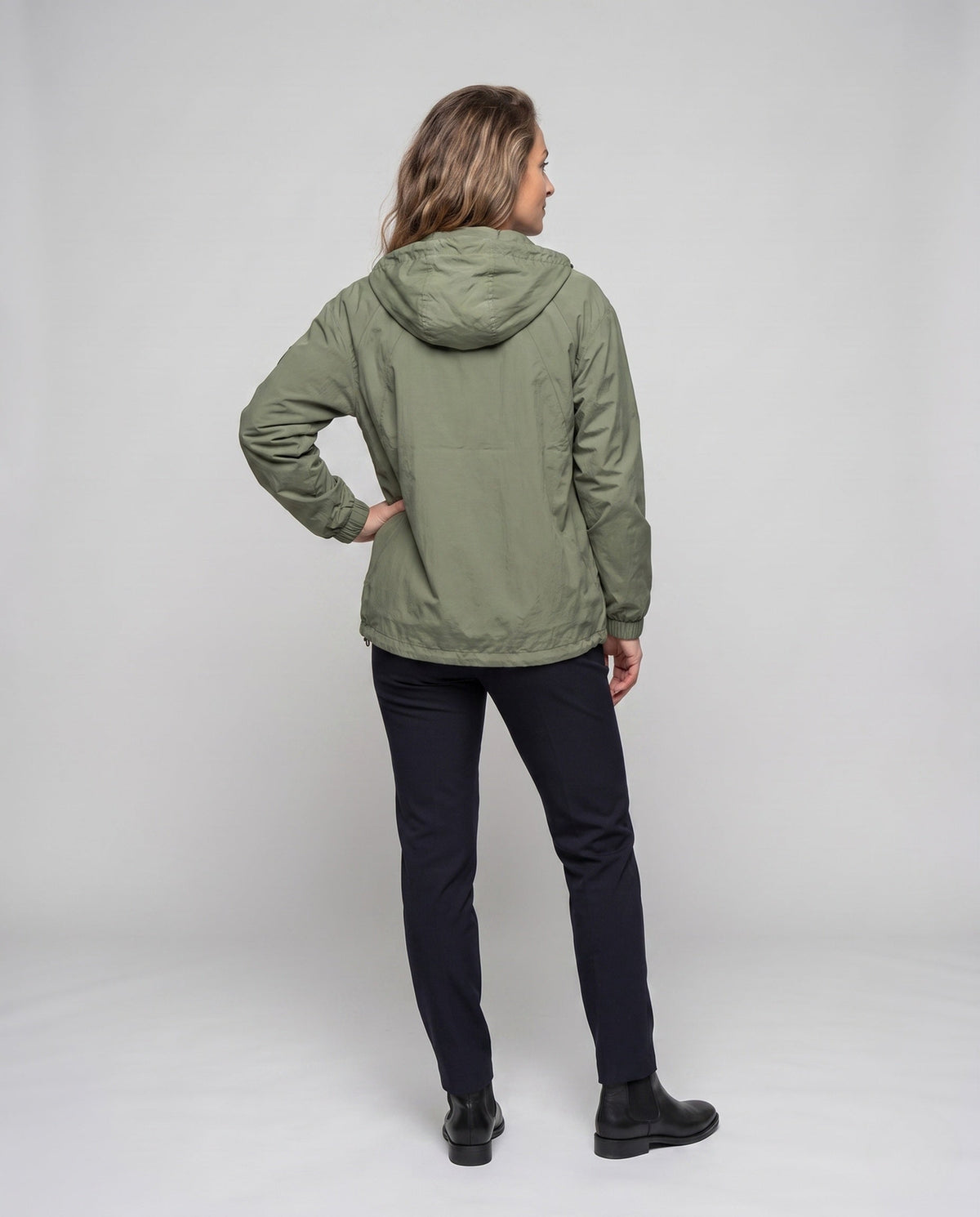 Unisex Lightweight Windproof Hooded Jacket in Oversized Cut - Back View