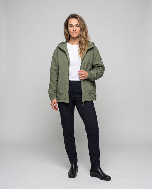 Unisex Lightweight Windproof Hooded Jacket in Oversized Cut - Front View