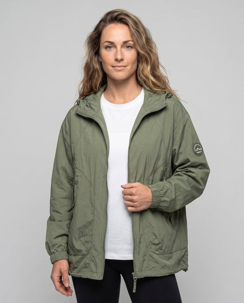 Unisex Lightweight Windproof Hooded Jacket in Oversized Cut - Upper Body View