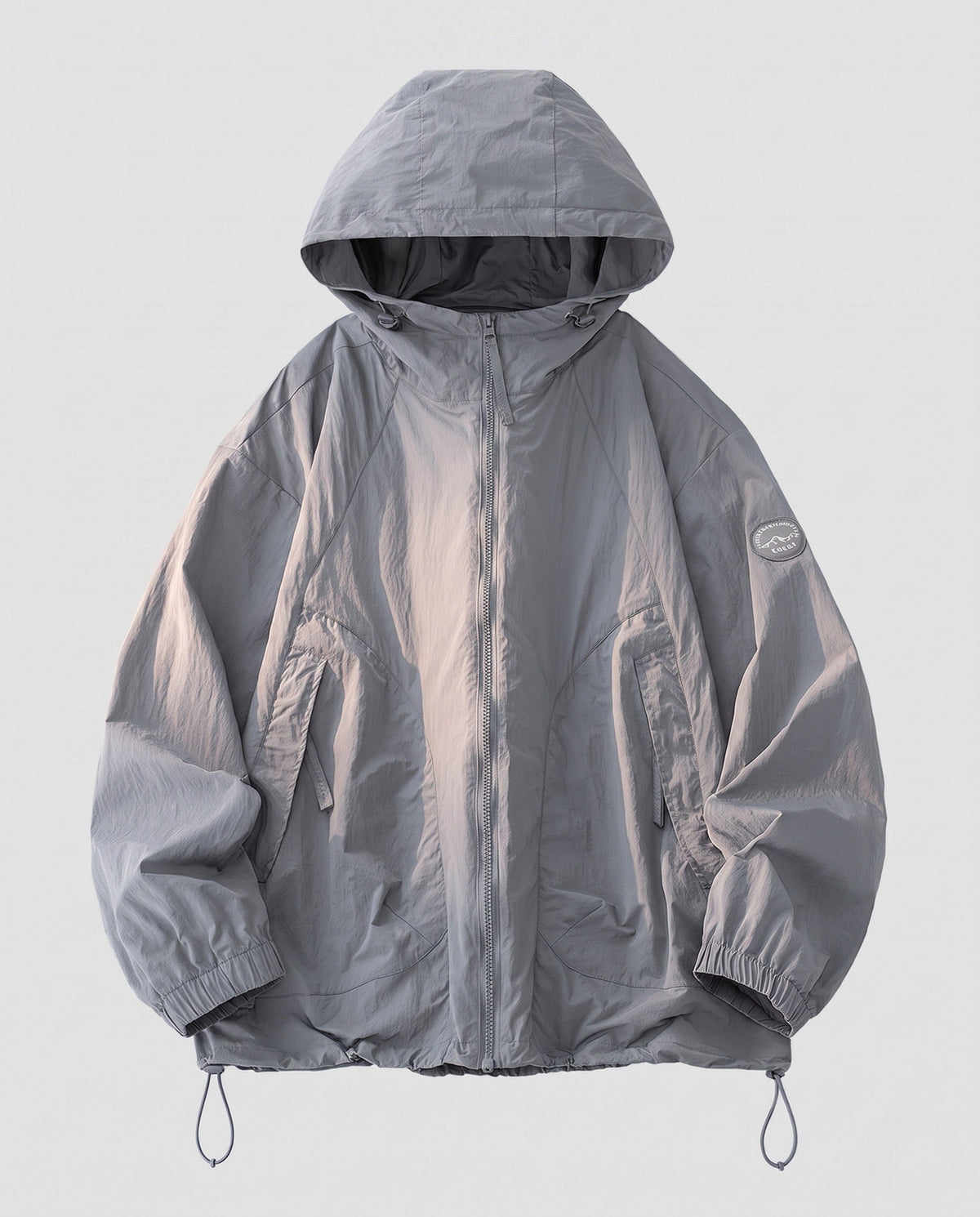 Unisex Lightweight Windproof Hooded Jacket in Oversized Cut