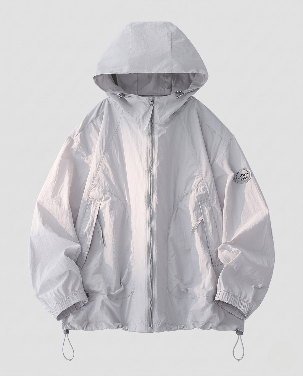 Unisex Lightweight Windproof Hooded Jacket in Oversized Cut