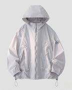 Unisex Lightweight Windproof Hooded Jacket in Oversized Cut