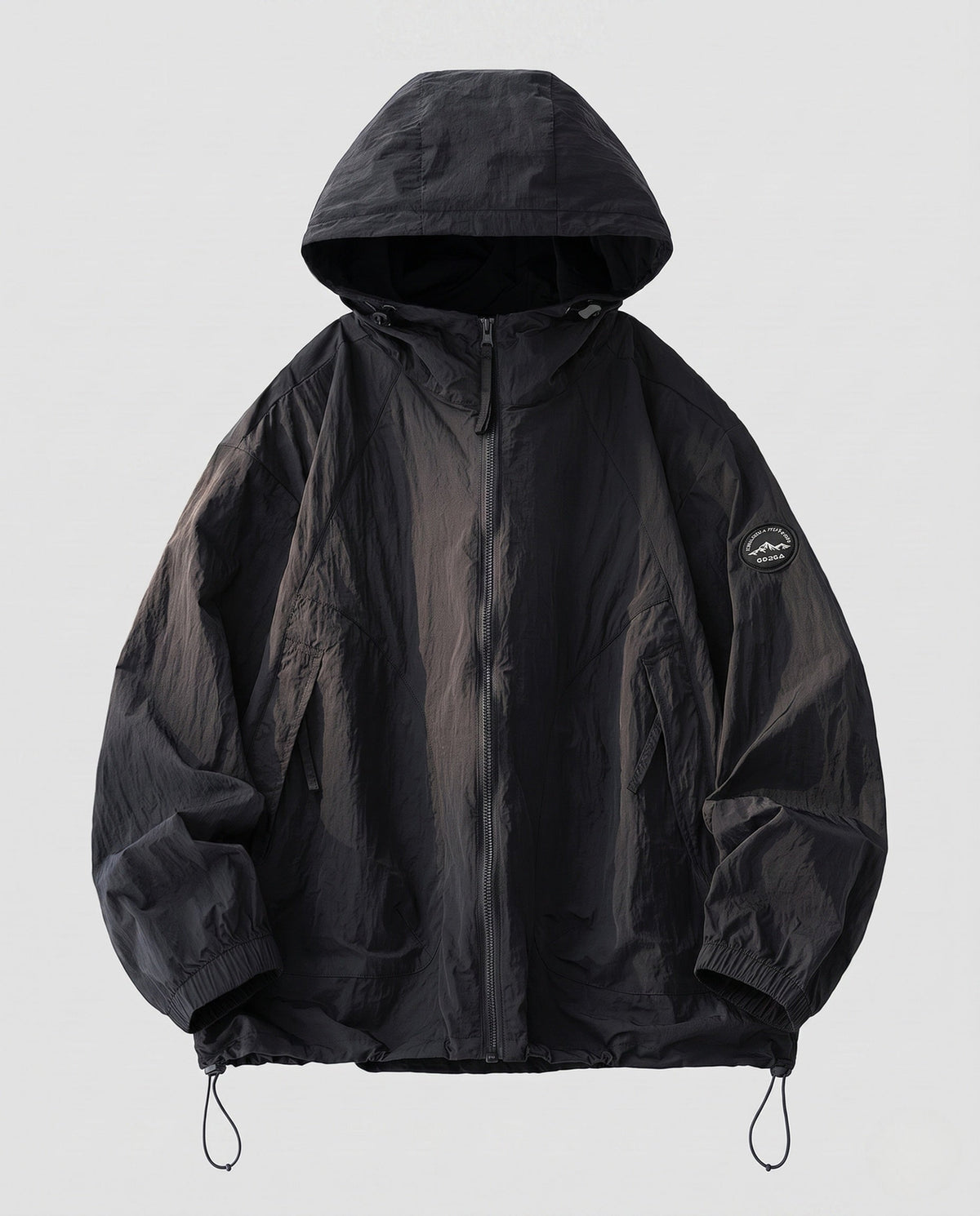 Unisex Lightweight Windproof Hooded Jacket in Oversized Cut
