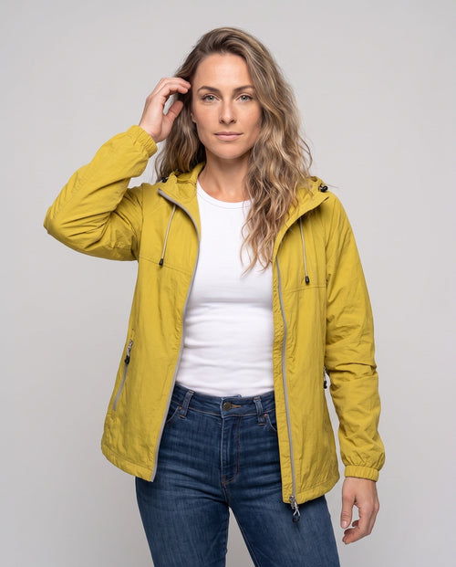 Unisex Lightweight Windbreaker with Hood - Upper Body View