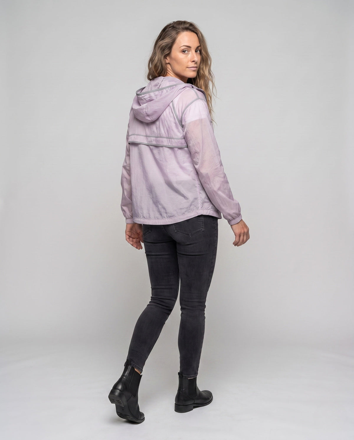 Unisex Minimalist All-Weather Outdoor Jacket with Hood - Back View
