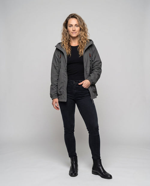 Unisex Technical Packable Hooded Windbreaker with 2-Way Zipper - Front View