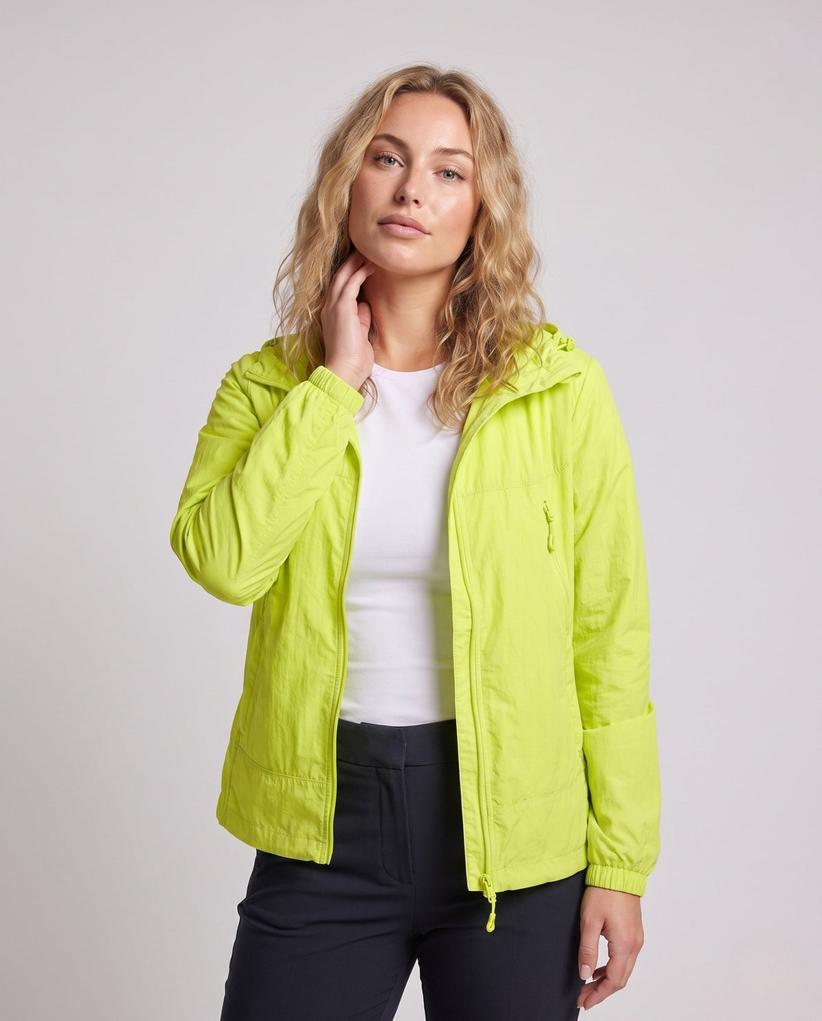 Unisex Ultralight Breathable Windbreaker with Hood and Zipper - Upper Body View