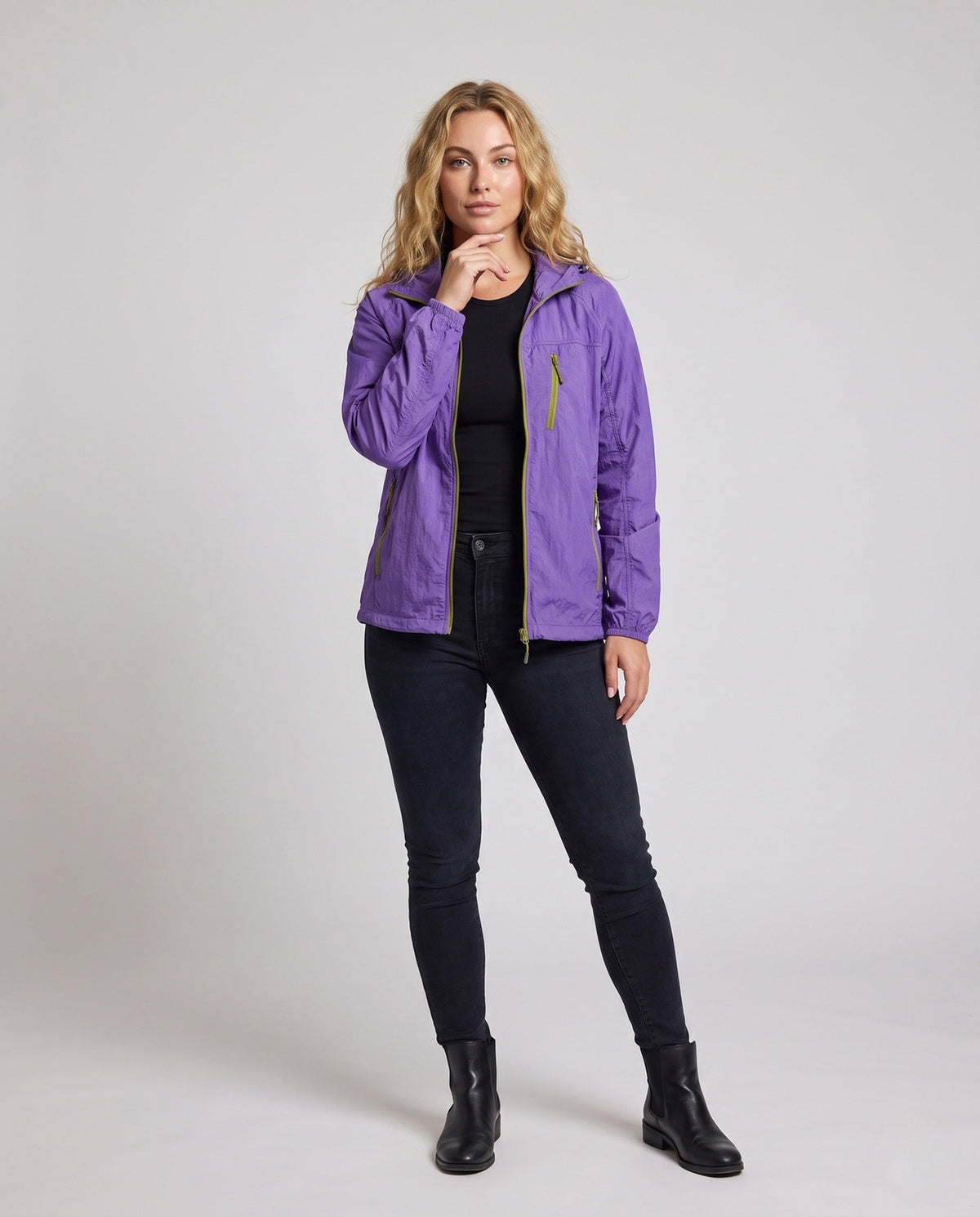 Unisex Ultralight Hoodie Jacket with Pack Function, Wind - Front View