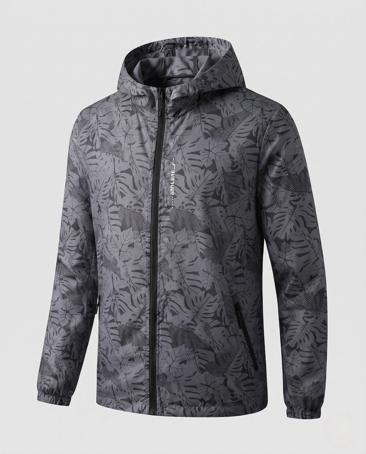 Unisex Ultralight Tropical Leaf Pattern Hooded Windbreaker