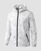 Unisex Ultralight Tropical Leaf Pattern Hooded Windbreaker