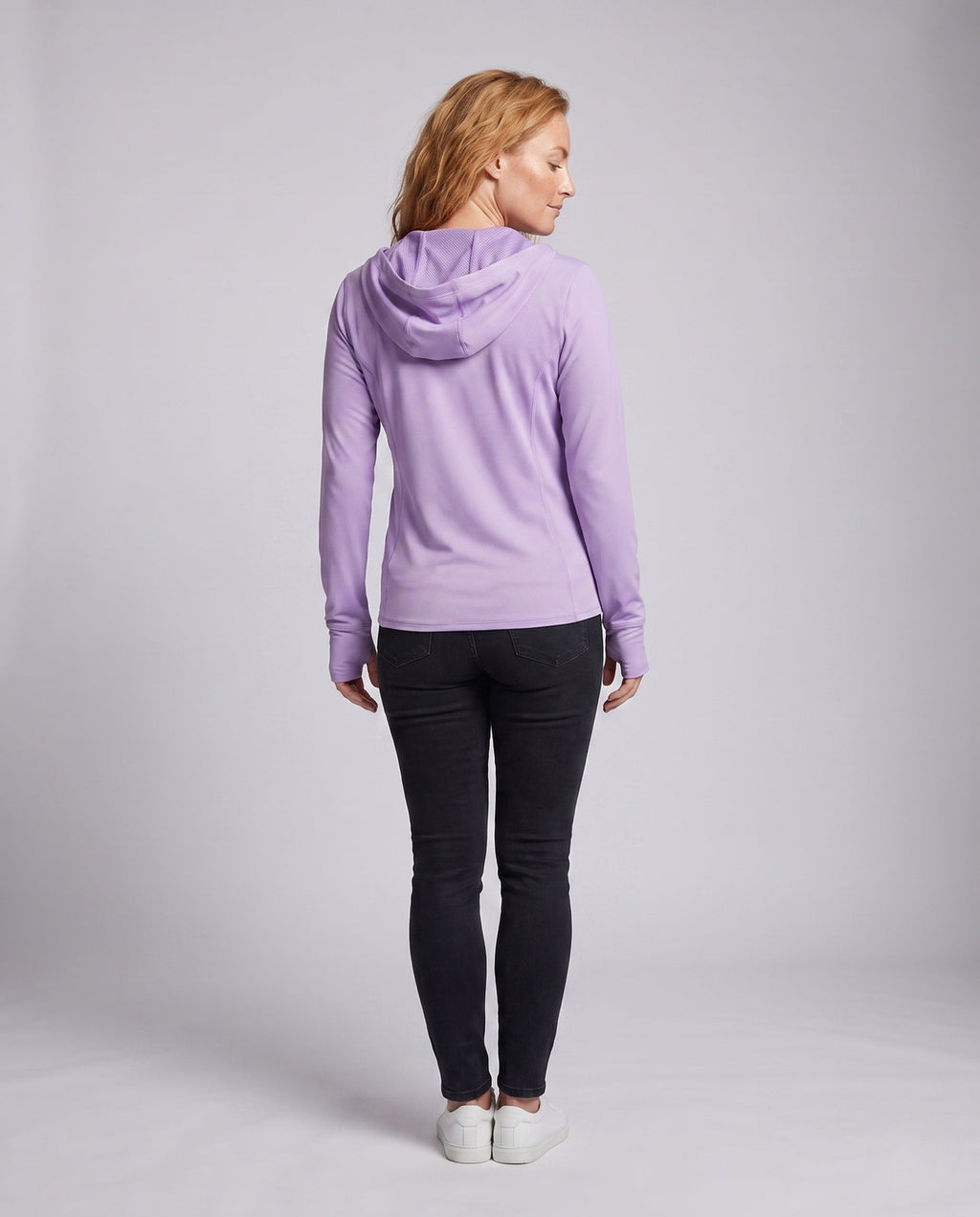 Women's Lightweight Functional Hooded Jacket with Honeycomb Structure - Back View