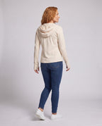 Women's Lightweight Hooded Jacket with Zipper, Integrated Thumb Holes - Back View