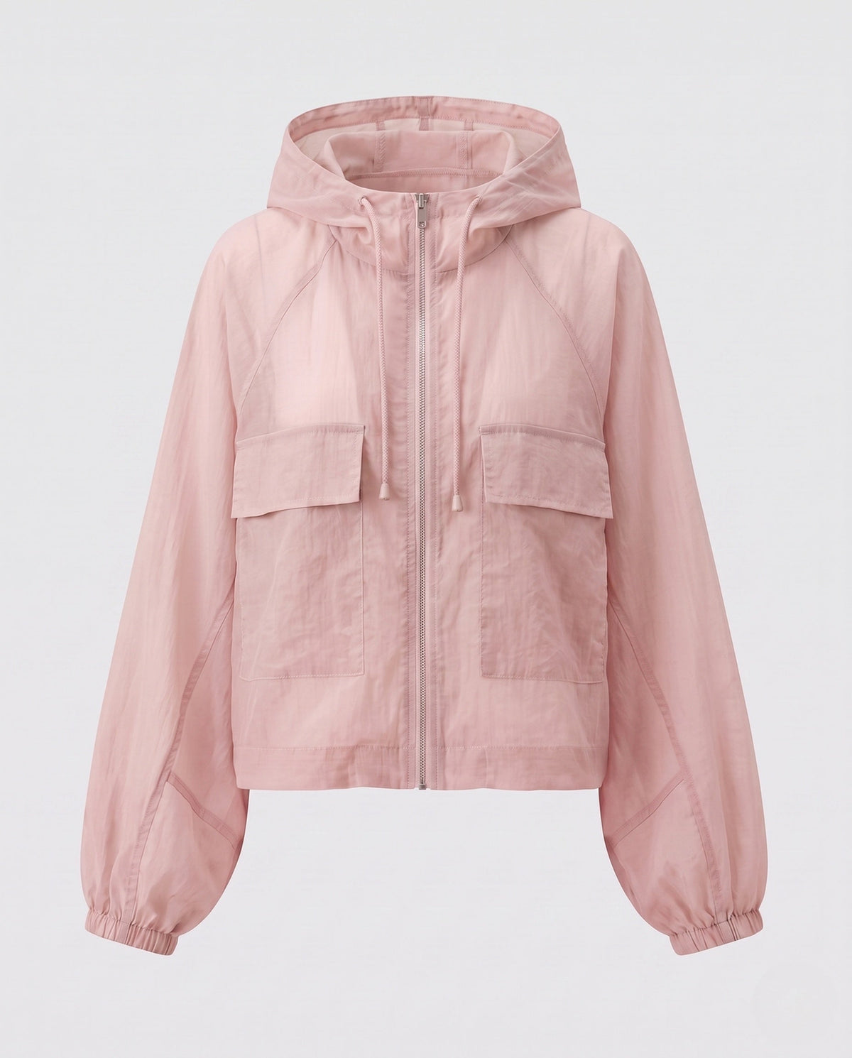 Women's Lightweight Short Jacket in Cargo Style with Hood