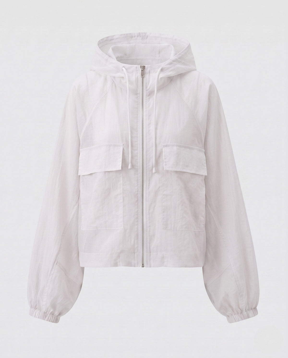 Women's Lightweight Short Jacket in Cargo Style with Hood