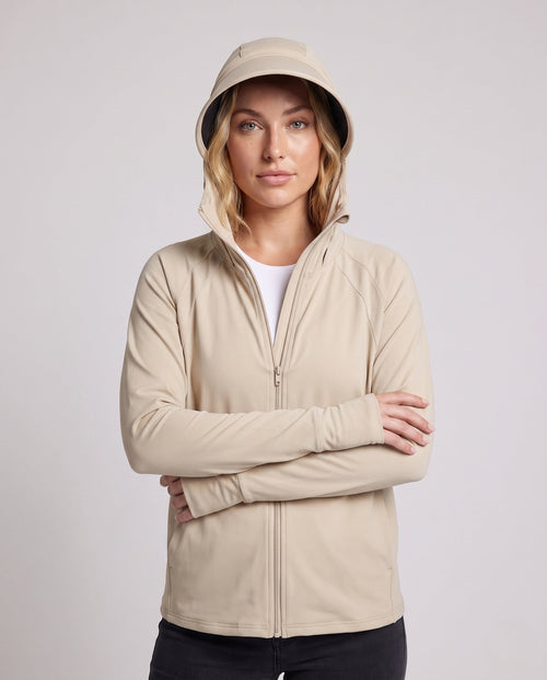 Unisex UV Protection Hoodie Jacket with Removable Visor - Upper Body View