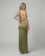 Women's Elegant Evening Dress with Asymmetric Halterneck