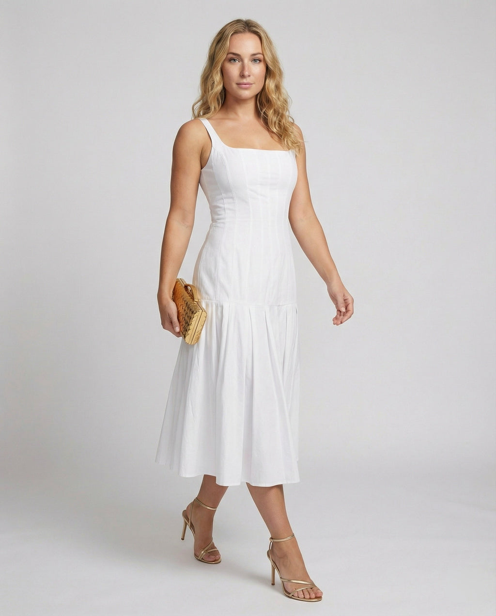 Women's Midi Dress with Elegant Cut