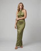 Women's Elegant Evening Dress with Asymmetric Halterneck