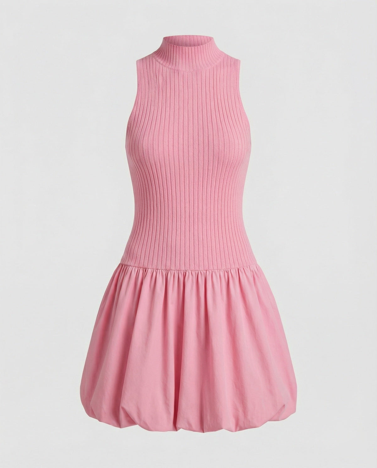 Women's Dress with Sleeveless, Figure-Hugging Top and Voluminous Skirt