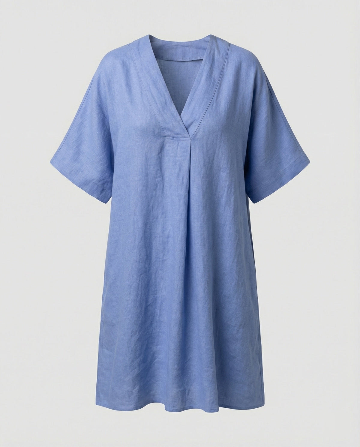 Women's Casual Linen Maxi Dress with V-Neck and Wide Cut Sleeves
