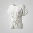 Women's U-Boat Neckline Knot Blouse Top