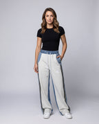 Women's Casual Sports Pants with Side Stripes - Front View