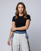 Women's Casual Sports Pants with Side Stripes - Upper Body View