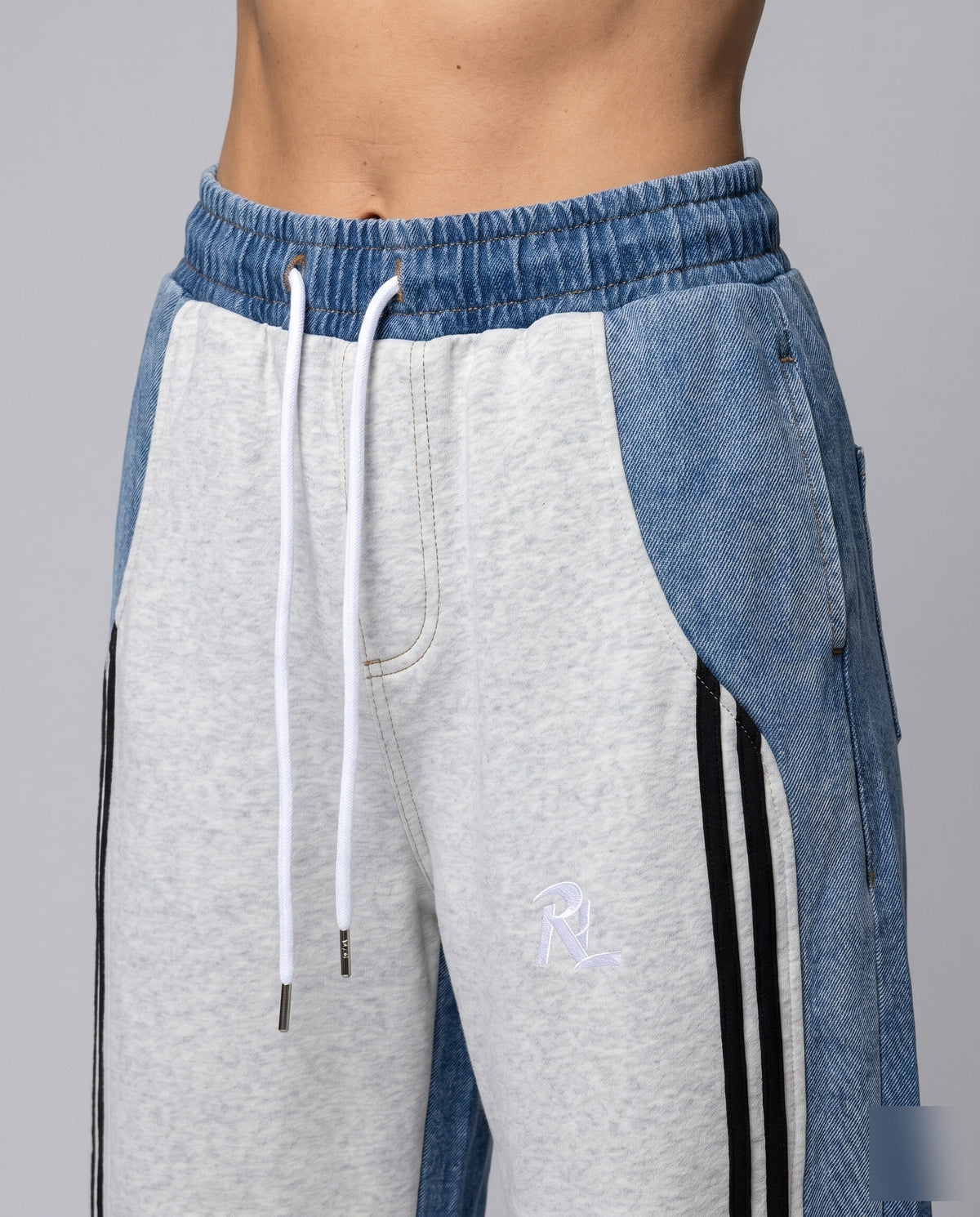 Women's Casual Sports Pants with Side Stripes - Close-Up Detail