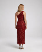 A Shoulder Maxi Dress Sequins Women - Back View