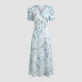 Wrap Dress with Puff Sleeves Empire Women