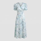 Wrap Dress with Puff Sleeves Empire Women