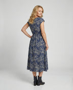Women's Floor-Length Beach Dress with Botanical Print - Back View
