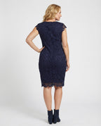 Women's Insulated Crochet Lace Dress with Cap Sleeves - Back View