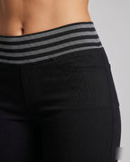 Women's Flared Stretch Jersey Pants with High Comfort Waistband - Close-Up Detail