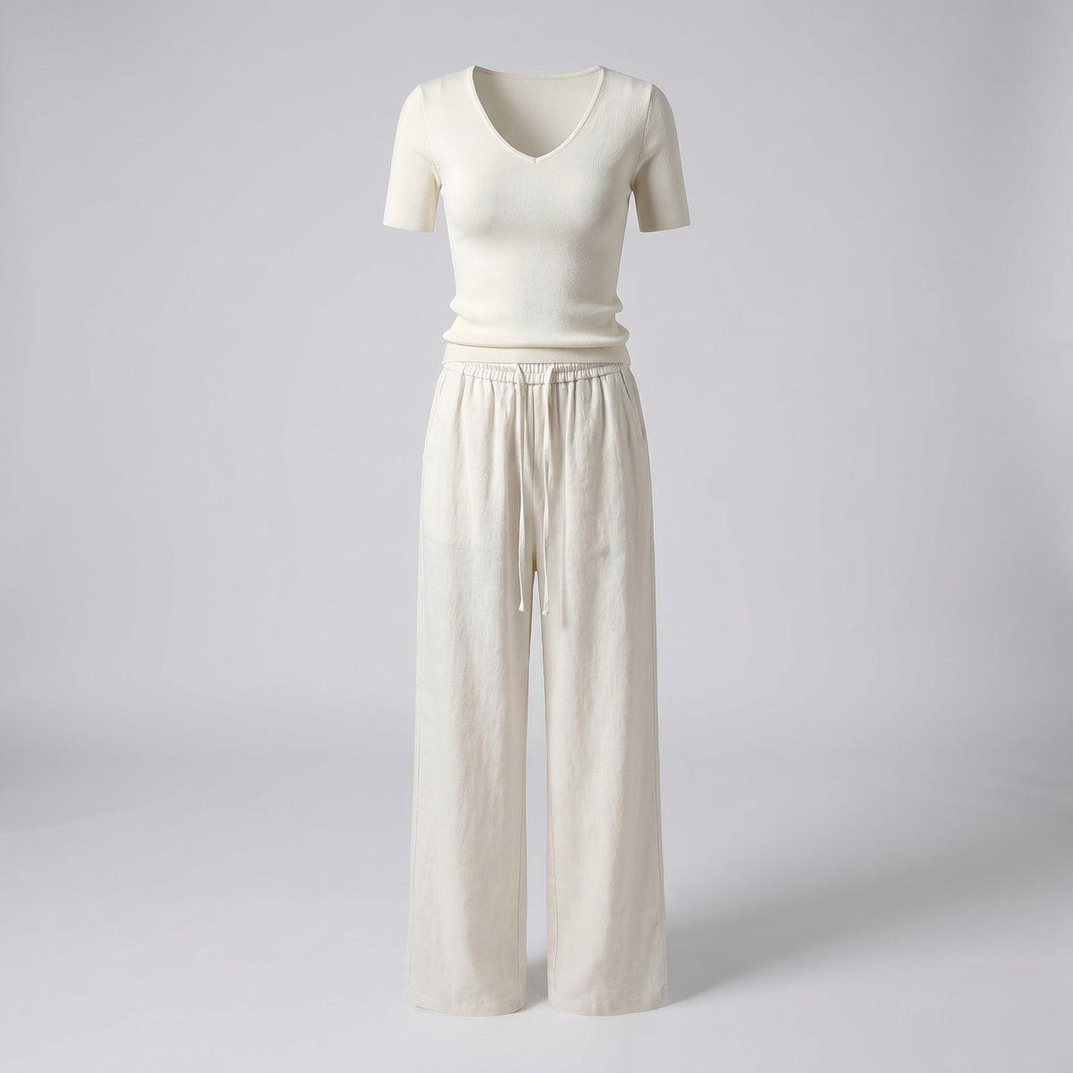 Women's Lightweight Fabric Pants with Elastic Waistband
