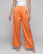 Women's Elegant and Flowing High-Waisted Trousers - Lower Body View