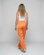 Women's Elegant and Flowing High-Waisted Trousers - Back View