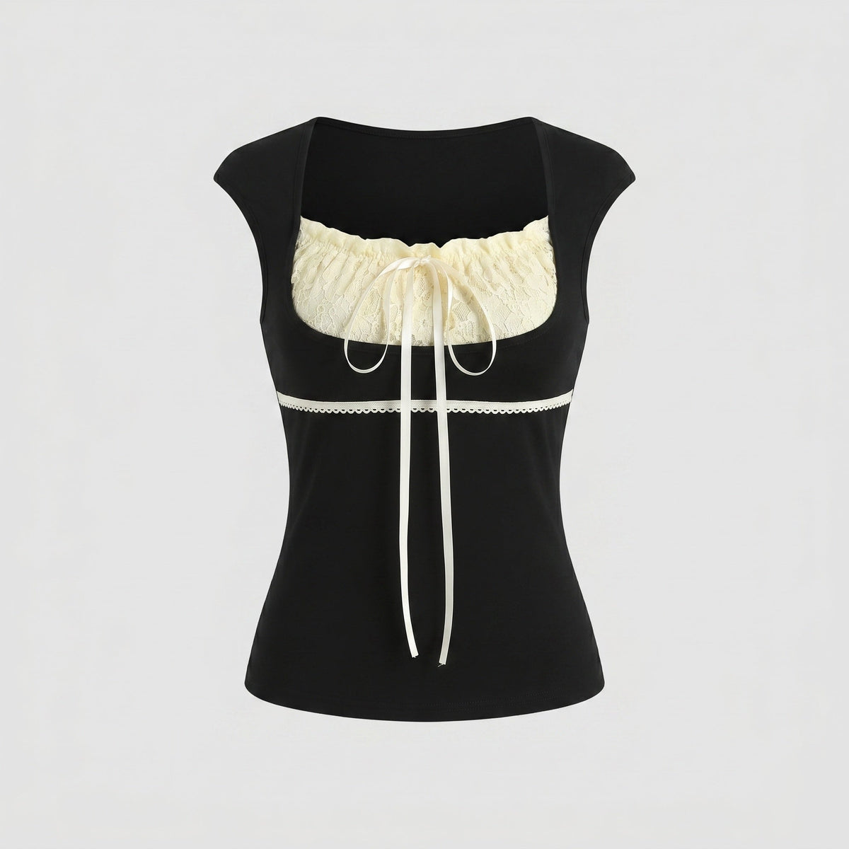 Women's Elegant Top with Delicate Gather and Lace Details