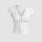 Women's Crop Top with Feminine Lace Embellishment