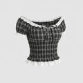 Women's Cropped Top with Ruffle Details, Delicate Lace Embellishment