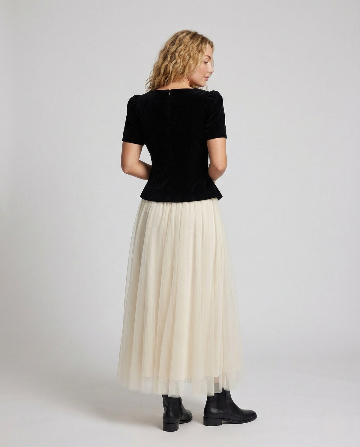 Women's Elegant Evening Set with Tulle Skirt - Back View