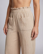 Women's Fashionable Wide Harem Pants with Elastic Waistband - Close-Up Detail