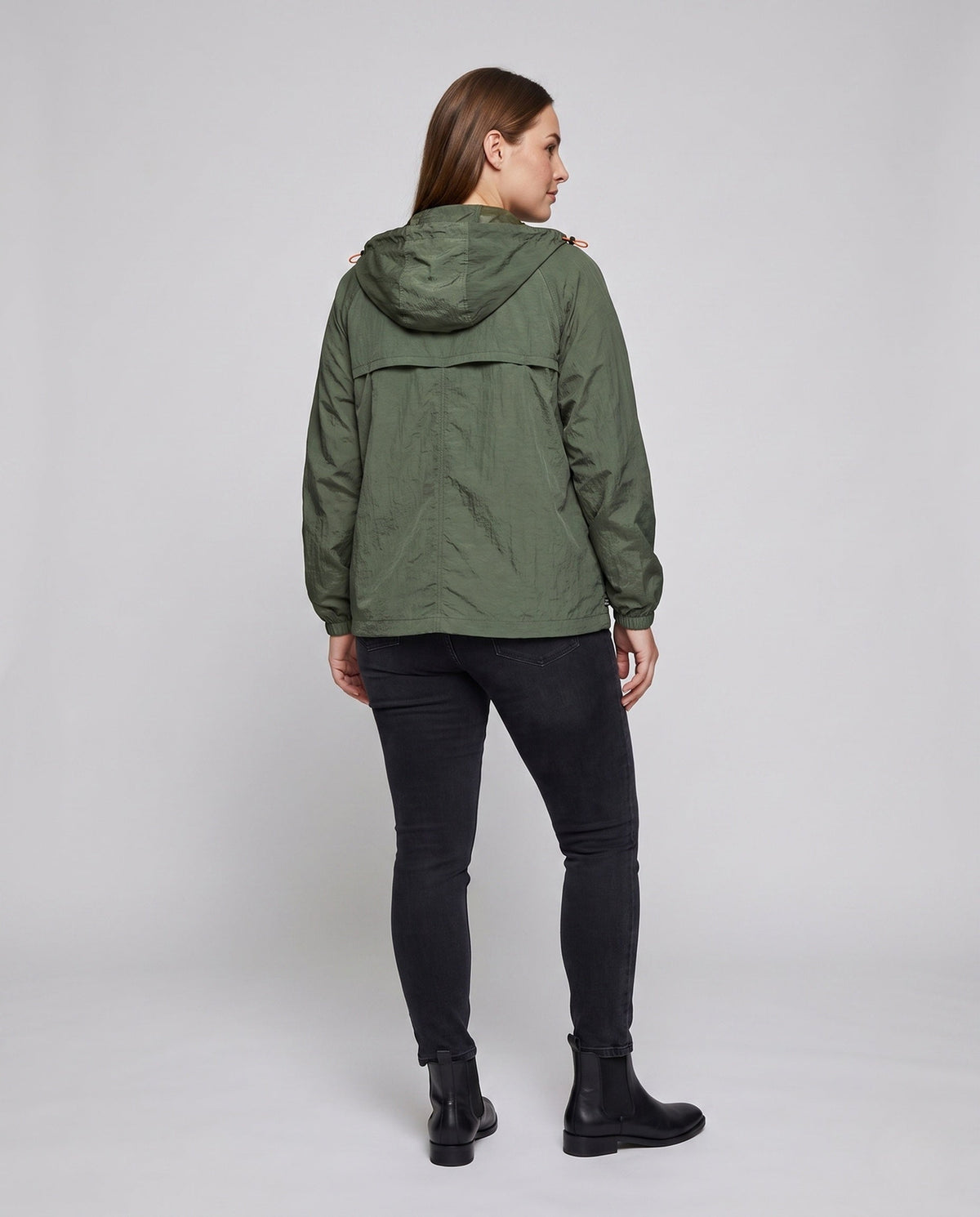 Women's Lightweight Outdoor Jacket with Adjustable Hood - Back View