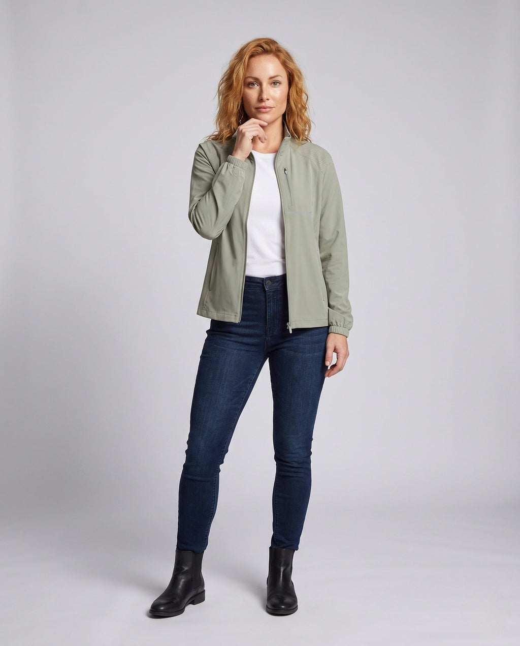 Women's Sporty Training Jacket with Reflective Details - Front View