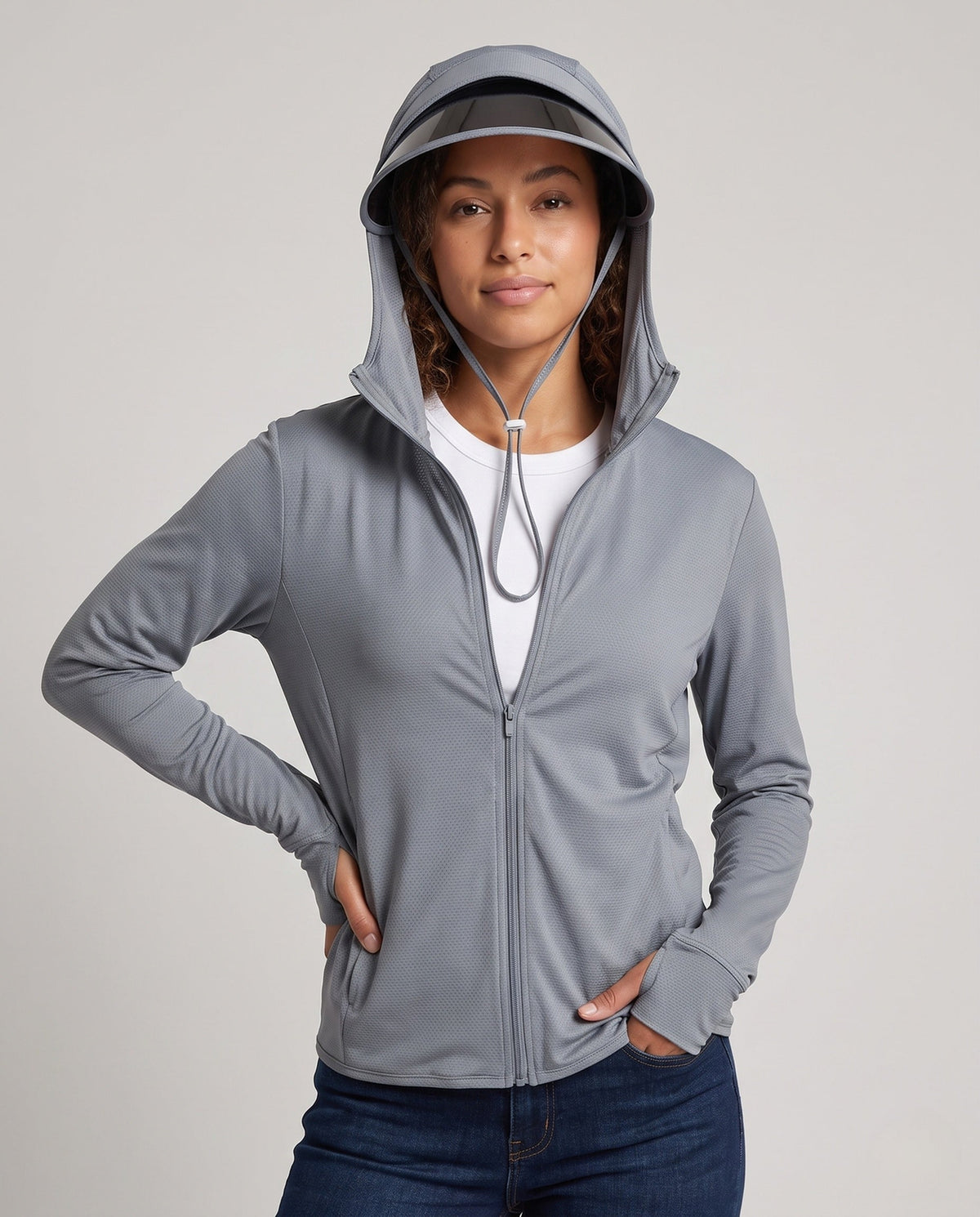Women's Breathable and Water-Repellent Hooded Jacket - Upper Body View