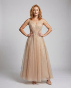 Women's Tulle Evening Dress with Sequins - Front View