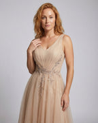 Women's Tulle Evening Dress with Sequins - Upper Body View
